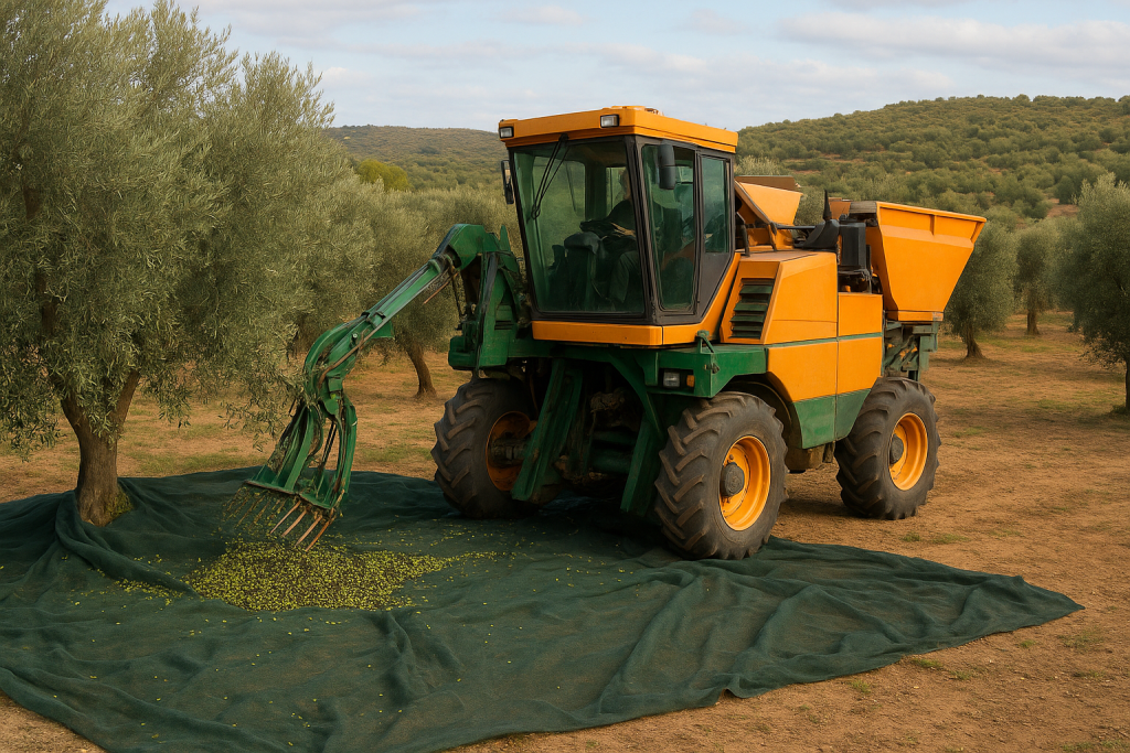 Cosecha de olivas en pleno campo